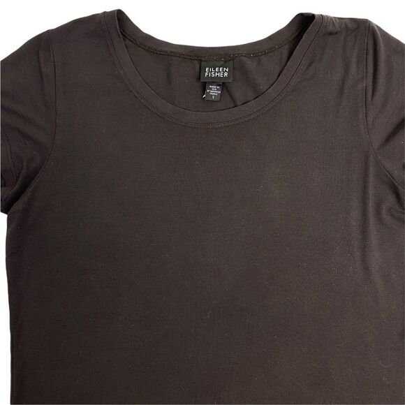 Eileen Fisher Rayon Brown Short Sleeve T-Shirt Blouse Womens Small Top - Picture 3 of 9